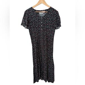 Caroline Wells Vintage Floral Maxi Dress Short Sleeve Relaxed Fit Women 6